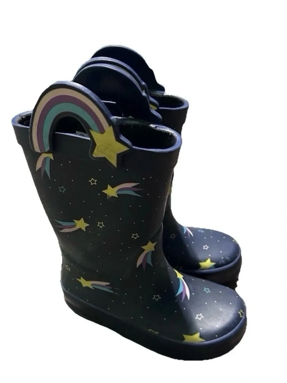 Toddler Girl Navy Blue Rain Boots With Shooting Stars Size 7